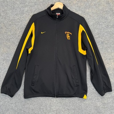 Vintage Nike USC Trojans Track Jacket Mens Medium Team Issued Full Zip  Black