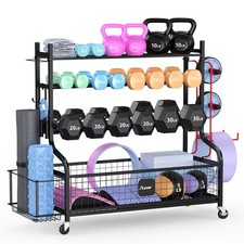 Extra Wide Dumbbell Rack, Upgraded Weight Rack for Dumbbells Kettlebells Yoga...