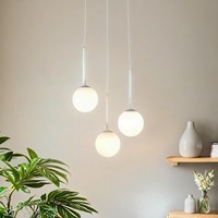 Pendelleuchte Weiß 3-Flammig E14 Glas Metall Blendarm Modern HäNgelampe Esstisch