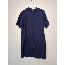 Everlane Navy Blue Cotton Poplin Band Collar Short Sleeve Shirt Dress Size 4