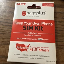 Page plus SIM CARD 4G LTE 3 in 1 Sim Kit, Black (Nano-Micro-Standard)