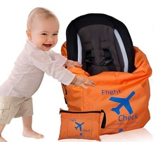 Car Seat Travel Bag and Carrier for Gate Check with 2 Piece Set, Orange