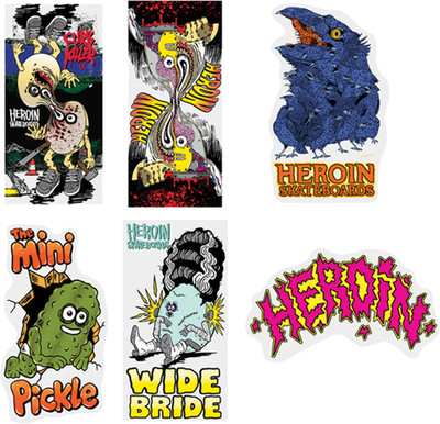 Heroin Stickers Decals Merged Assorted 12 Pack Lot Skateboard