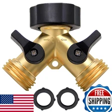 Twinkle Star 2 Way Brass Garden Hose Splitter Y Connector Adapter for Faucet