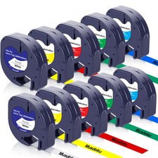 10PK Dymo Letratag Refill 91331 White Plastic Label Tape 12mm LT-100H 1/2"