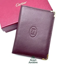 Cartier Passport Holder Burgundy Leather Travel Wallet Made in Italy L3001332