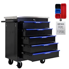 5-Drawer Rolling Tool Cart with Wheels Lockable Tool Storage Organizer Cabinet