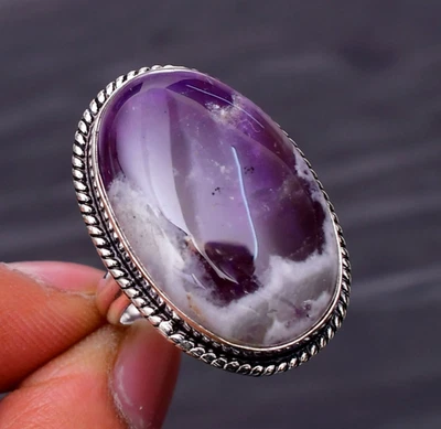 Pierre précieuse améthyste dentelle : bague bijou en argent sterling 925 tail... - Photo 1/4