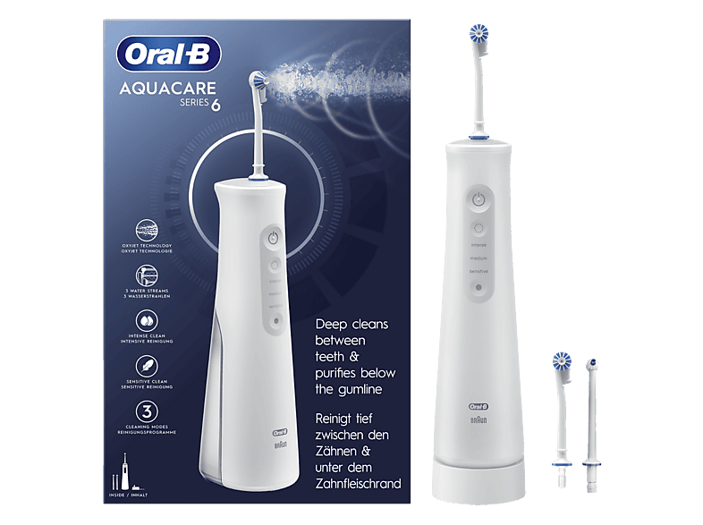 Irrigador - Oral-B Aquacare series 6 Pro-Expert, Tecnología Oxyjet, 3 Intensidad