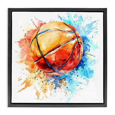 Basketball Chromatic Splash by LSR Design Studio Black Floater Frame Sports Grap