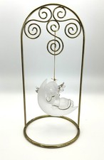 Vintage Angel Cherub Sleeping on a Crescent Moon Frosted  Gold Resin Ornament
