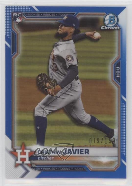 2021 Bowman Chrome Blue Refractor 79/150 Cristian Javier #80 Rookie RC 11b4