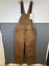 VTG CARHARTT USA Men's 42x34 Brown Carpenter Bib Overalls DISTRESSED Double Knee