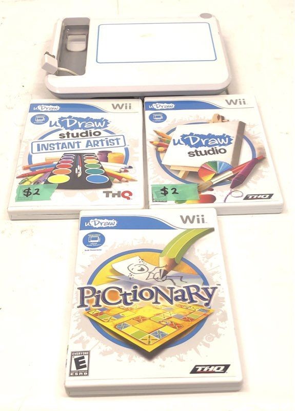 Pictionary uDraw Studio 3 Nintendo Wii Game Lot with uDraw GameTablet