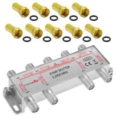 Poppstar Sat-Verteiler 8-fach, 100dB, 5-2450 MHz, inkl. F-Stecker
