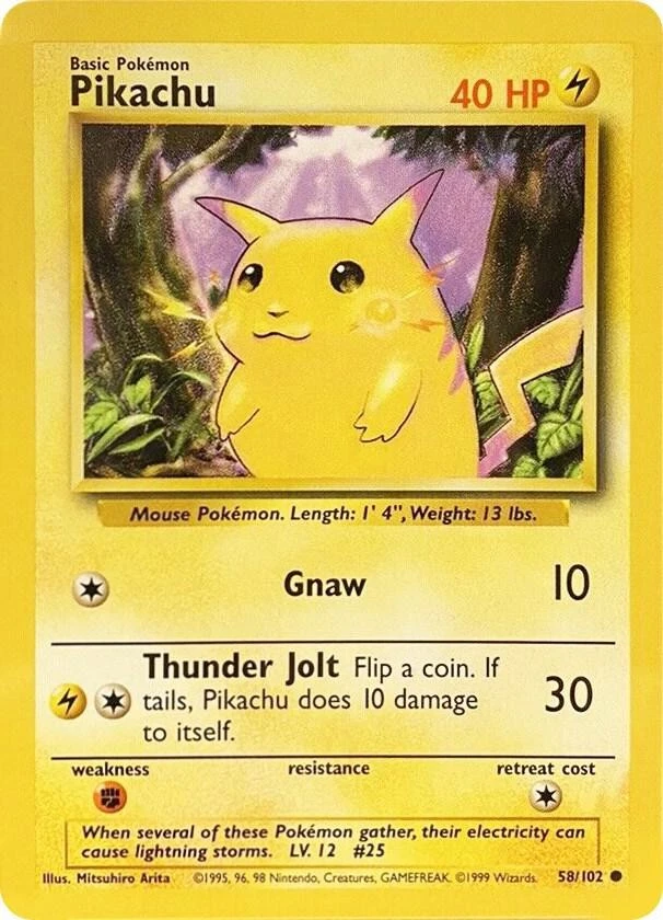 Pikachu Pokémon TCG Individual Trading Card Games Base Set in