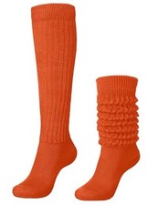 Slouch Slouchy Socks Pack Knee High Scrunch 80s 90s Stacked Boot 9-11 Orange