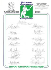1985 ESSEX CCC - A4 Sheet Signed by 15 Players