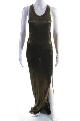 Balmain Womens Gold Tone Sleeveless Front Slit Gown Bronze Black Size EUR 36
