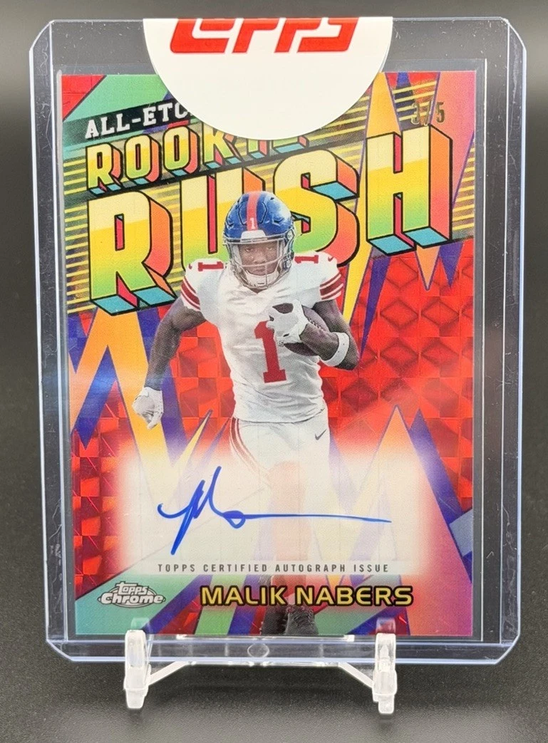 Malik Nabers Topps Chrome All-Etch Rookie Rush Autographs #RRAMN Red Refractor
