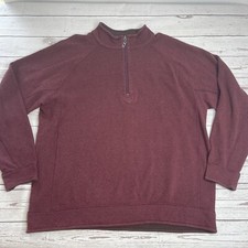 Tommy Bahama Sweater Mens Large Long Sleeve 1/4 Zip Pullover Reversible Red