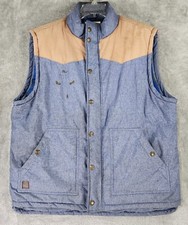 Cody James Vest Mens XL Blue Full Zip Snap Western Cowboy Outdoor Work Puffer