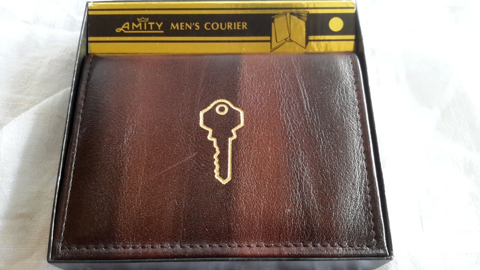 AMITY MENS COURIER VINTAGE WALLET WAFFER COWHIDE LEATHER NIB 人気の新作 最大96%OFFクーポン THANKS THIN SIGNED