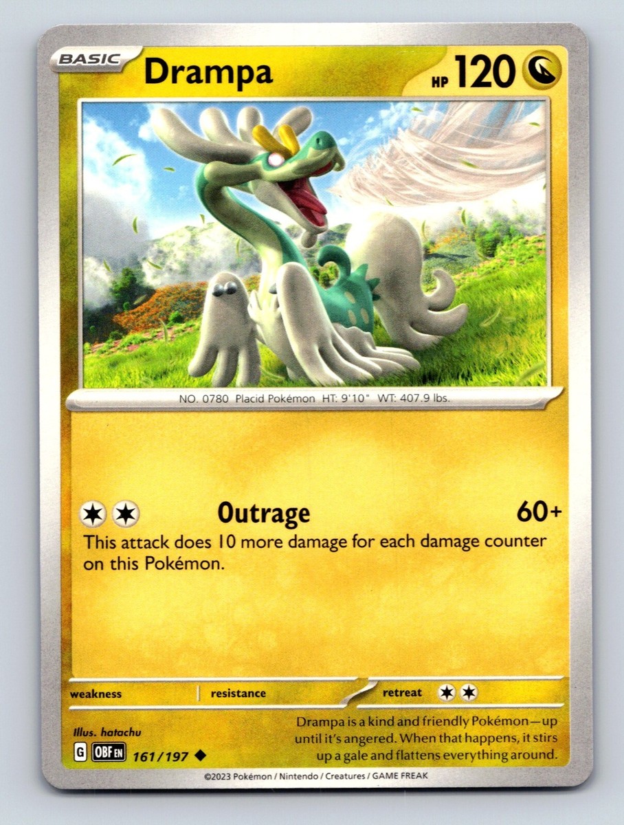 drampa 120 pokemon card value Drampa HP 120 Outrage Attack Damage Rarity Yellow Pokémon Card