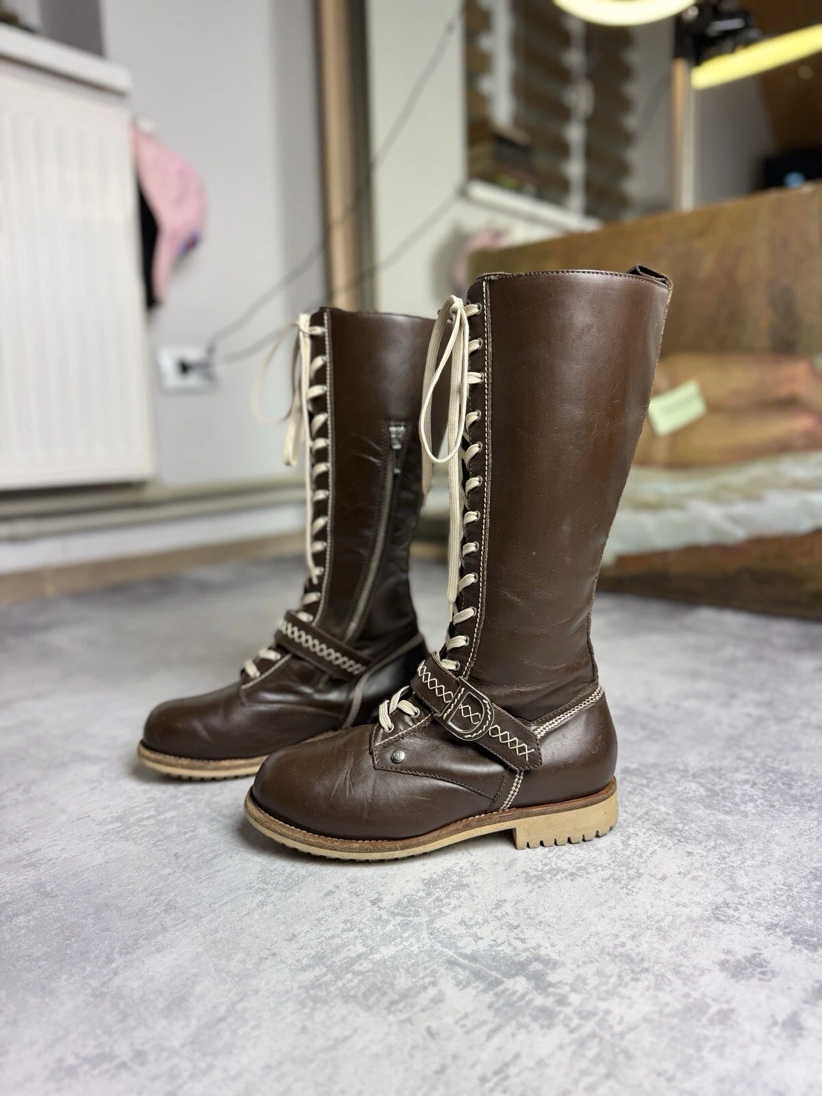 Bottes Christian Dior années 00 Moto Racing Y2K cuir combat punk pointure : 36,5