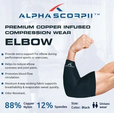 Elbow Copper Infused Compression Sports Sleeve