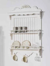Wall Plate and Mug Rack  Shelves Hooks French Style
