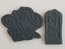 Love Peace Joy to the World Unmounted Rubber Stamps Lot of 2 Holiday Christmas