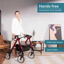 10 Deluxe OEM ELENKER Heavy Duty Rollator Walker Rolling Walking Medical Aid US