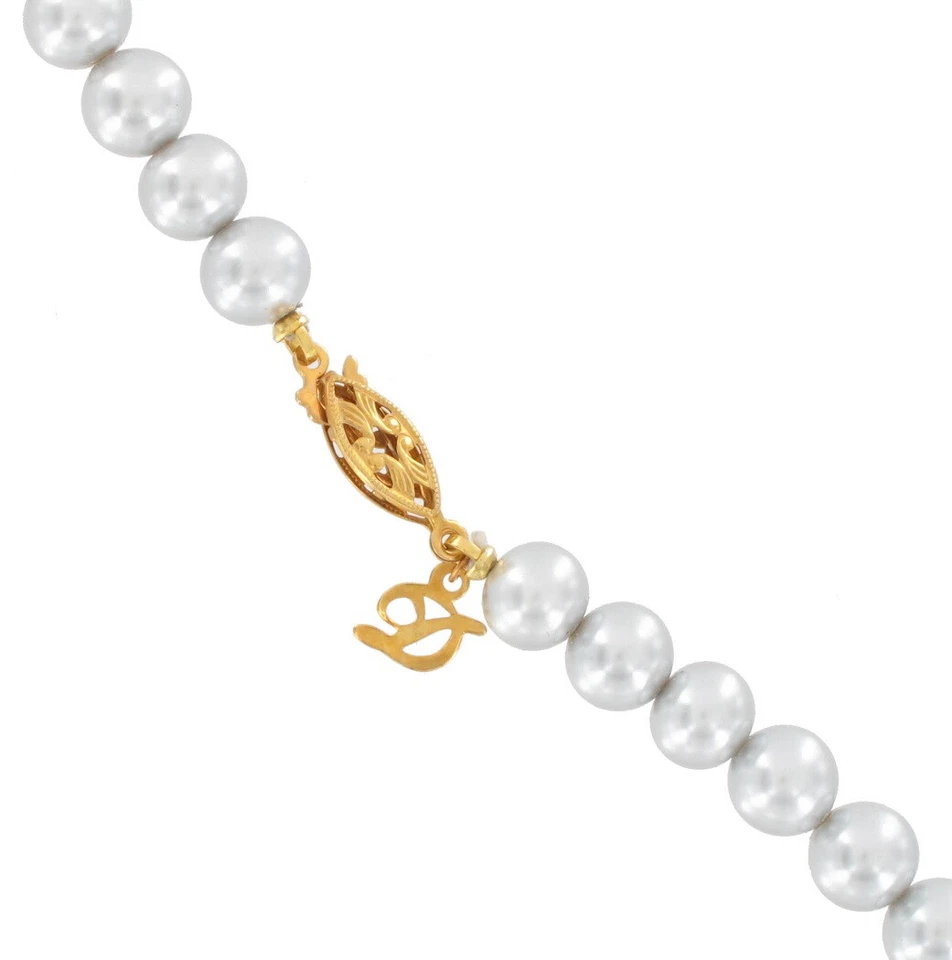 Vintage Danecraft 8mm Gray Glass Faux Pearl Necklace 20" - Image 3 of 3