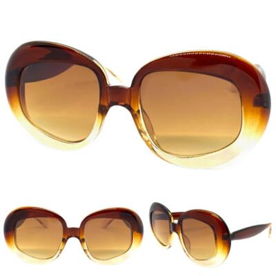 OVERSIZED EXAGGERATED Vintage Retro Style SUNGLASSES Large Big Round Brown Frame
