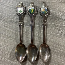 Vintage 3.75" Souvenir Spoon, Ireland Lot X3 EPNS Newbridge Harp Shamrock Crest