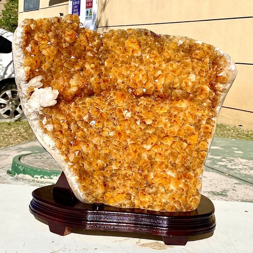 32.5LB Natural Brazilian citrine cluster wealth ornament photographed in person