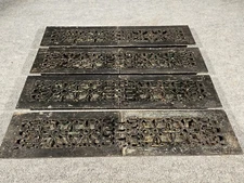 Antique Cast Iron Dual Heating Cover Vent Registers Ornate Victorian 25" X 5.5”