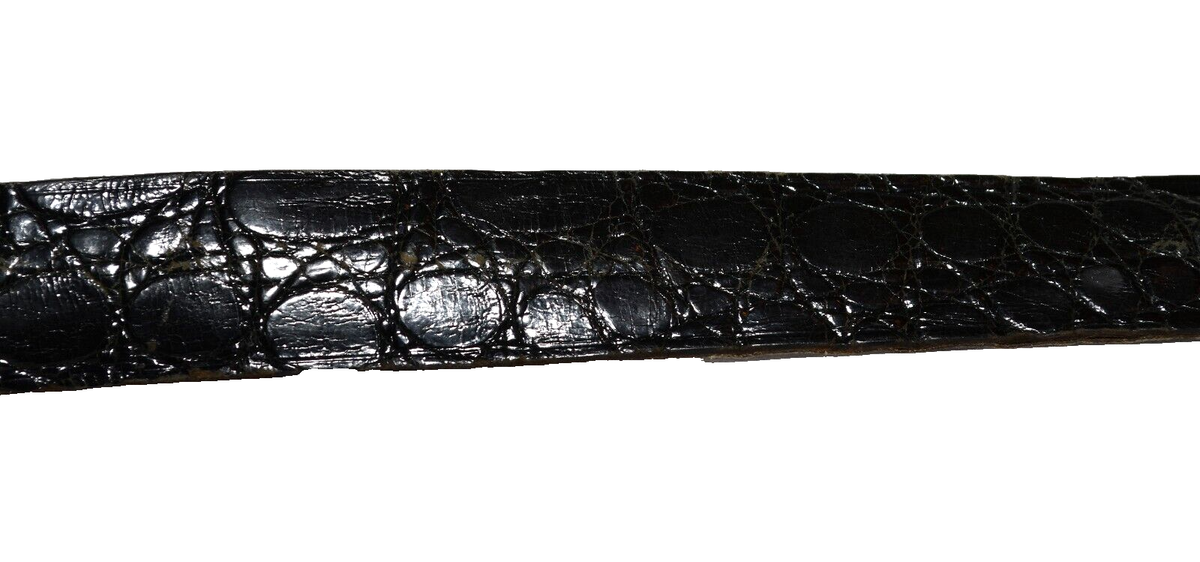 Vintage Croc Embossed Black Leather Mens Buckle Belt Size 40 