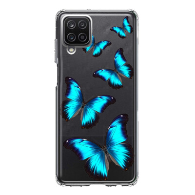Mundaze Case for Samsung Galaxy A12 Turquoise Blue Morpho Butterflies