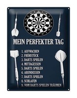 Blechschild Spruch 30X40 Cm Mein Perfekter Tag Darts Spiele Deko Schild Tin Sign