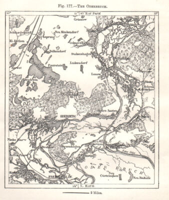 Der Oderbruch. Oderberg. Deutschland. Skizzenkarte 1885 alte antike Plankarte