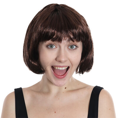 KURZE BRAUNE BOB PERÜCKE KOSTÜM 20ER JAHRE MODEACCESSOIRE MÄDCHEN FLAPPER BABE HAARE