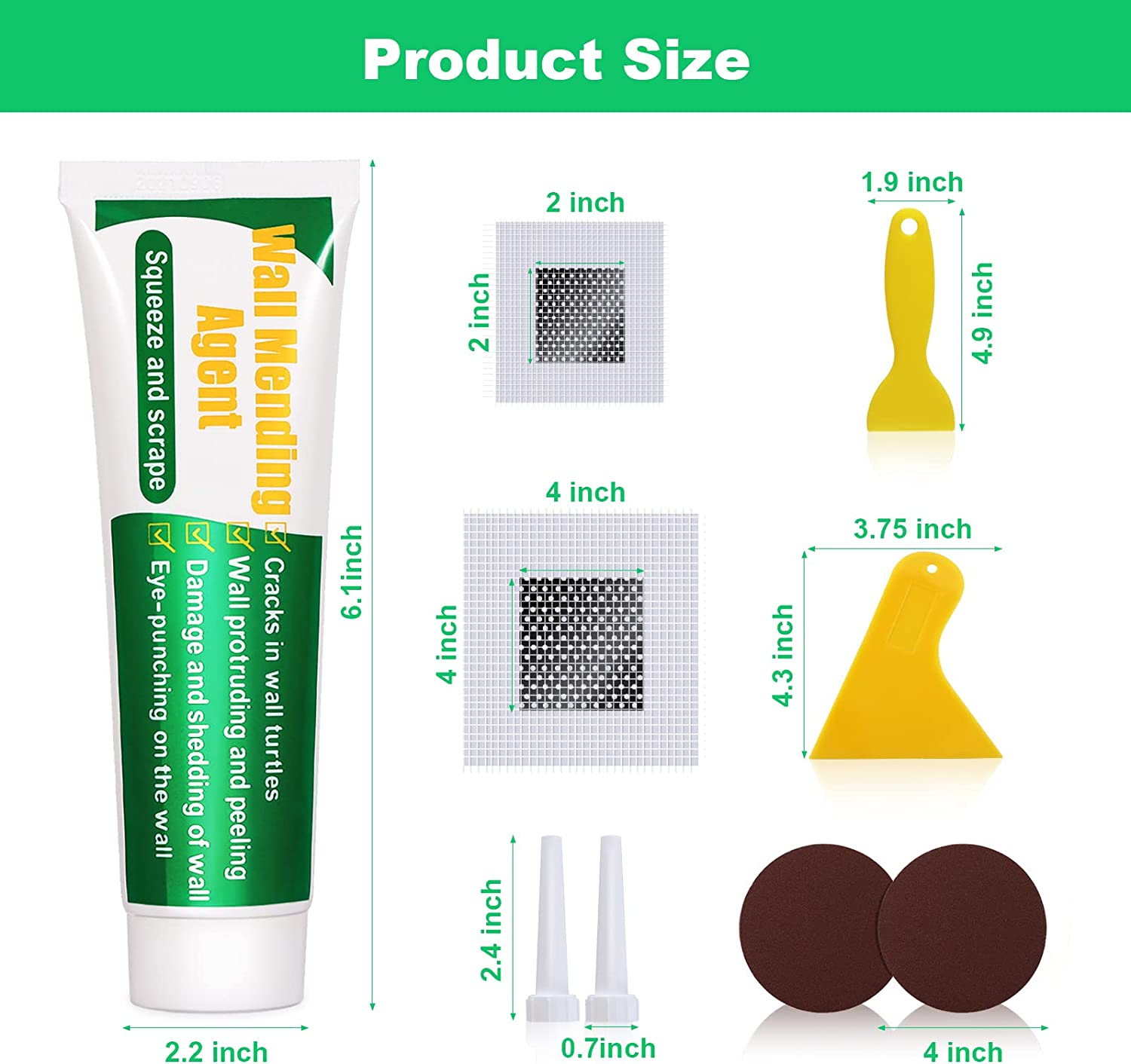 Drywall Repair Kit, 2 Pcs Spackle Wall Repair Patch Kit with Scraper