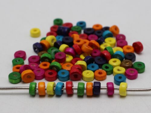 1000 gemischte Farben 6x3 mm Holzsäule Heishi Perlen ~ Holzperlen - Bild 1 von 6