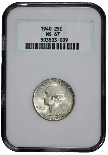 1940 Washington 25c Silver Quarter NGC MS 67 Fatty Holder