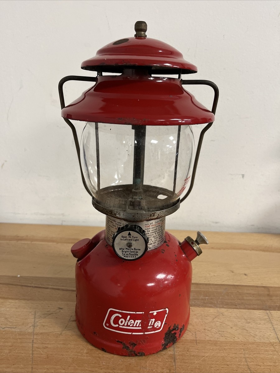 Vintage COLEMAN 200A Red Single Mantle Camp Lantern 1970s Camping