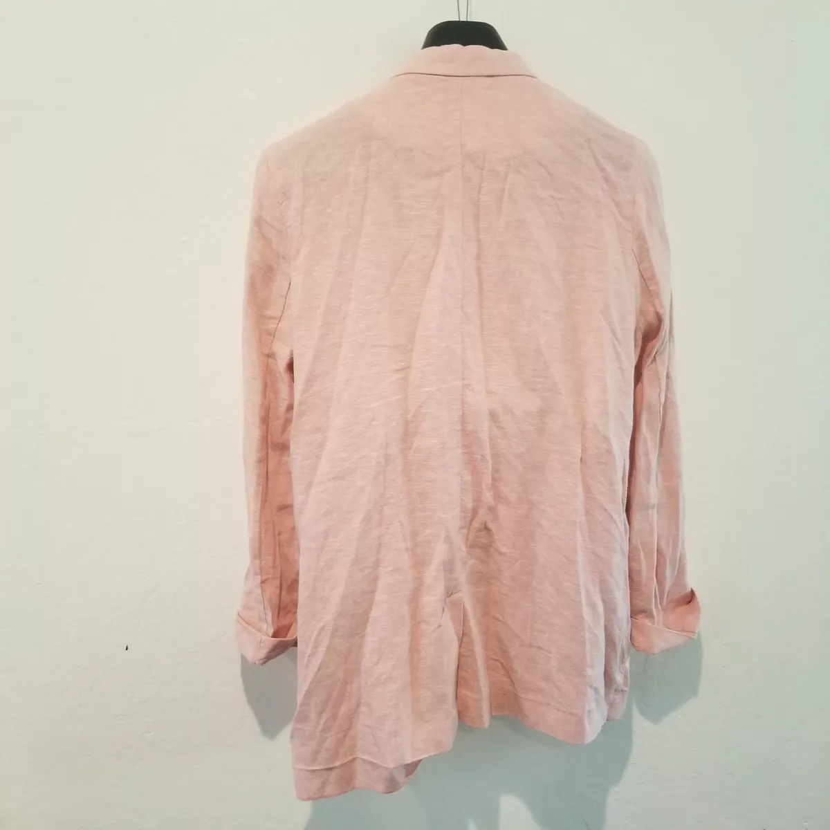 Abound Womens Linen Blend One-Button Blazer Jacket Long Sleeve Pink Size Medium