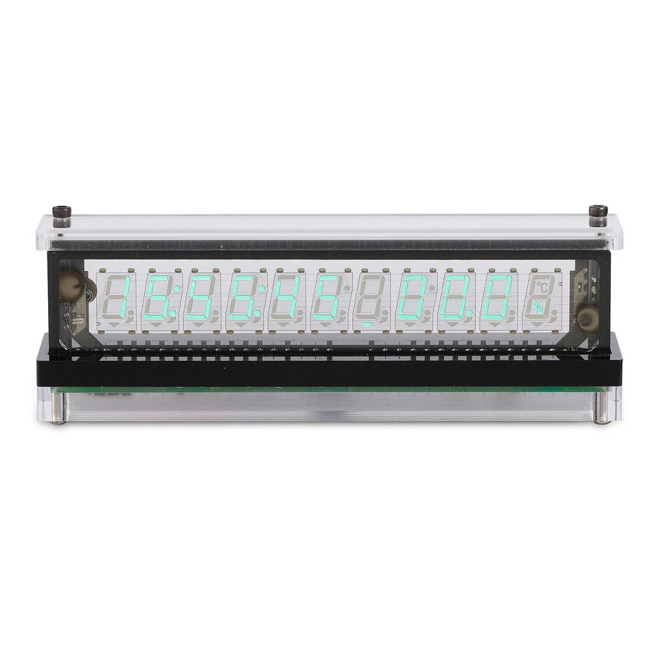 Transparent VFD Screen Display HomeDecor Clock Ref Nixie Tube Era with Theometer - Image 3 of 4