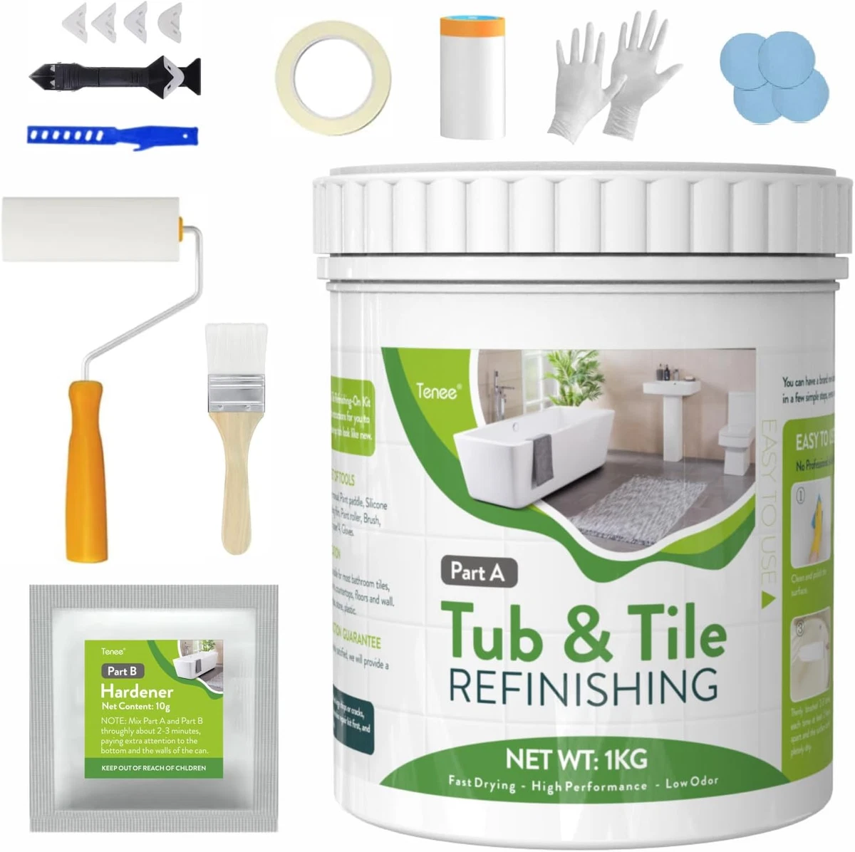 BATHWORKS 22 White Standard Tub And Tile Refinishing Kit, 56 OFF